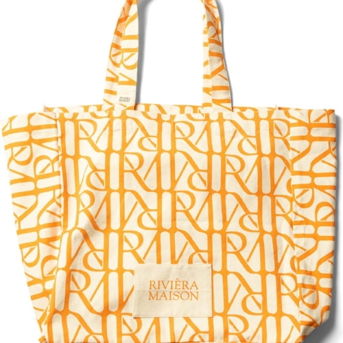 Torba typu tote z monogramem RM w kolorze pomarańczowym Riviera Maison.jpg