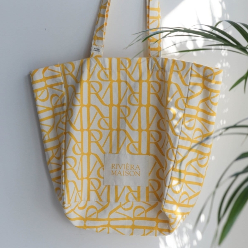 Torba typu tote z monogramem RM w kolorze żółtym Riviera Maison_1.jpg