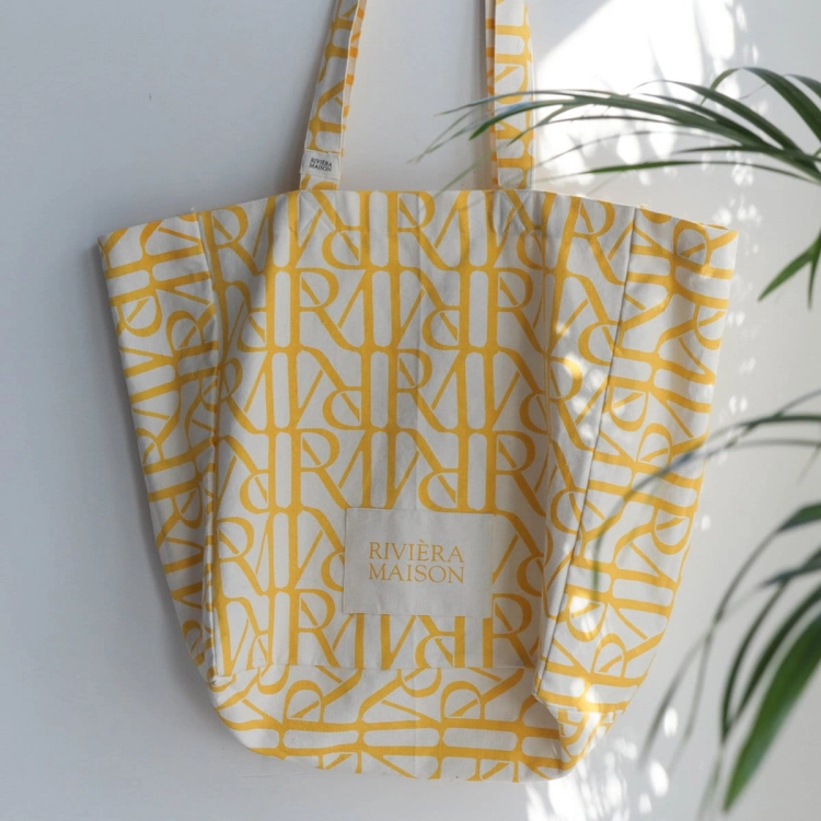 Torba typu tote z monogramem RM w kolorze żółtym Riviera Maison_1.jpg