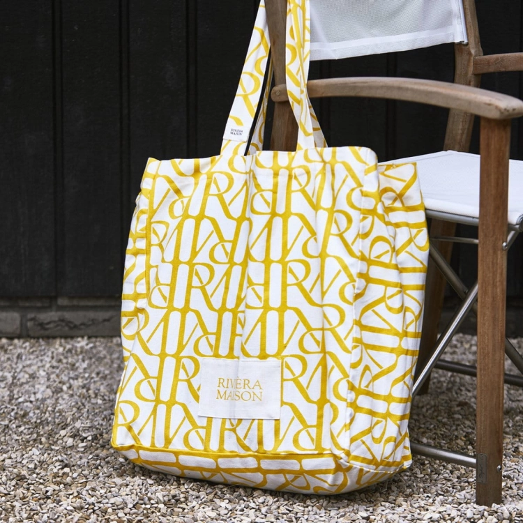 Torba typu tote z monogramem RM w kolorze żółtym Riviera Maison_2.jpg