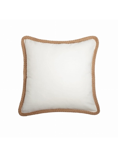 Poduszka bawełniana biała z jutową lamówką, 50x50cm.jpg